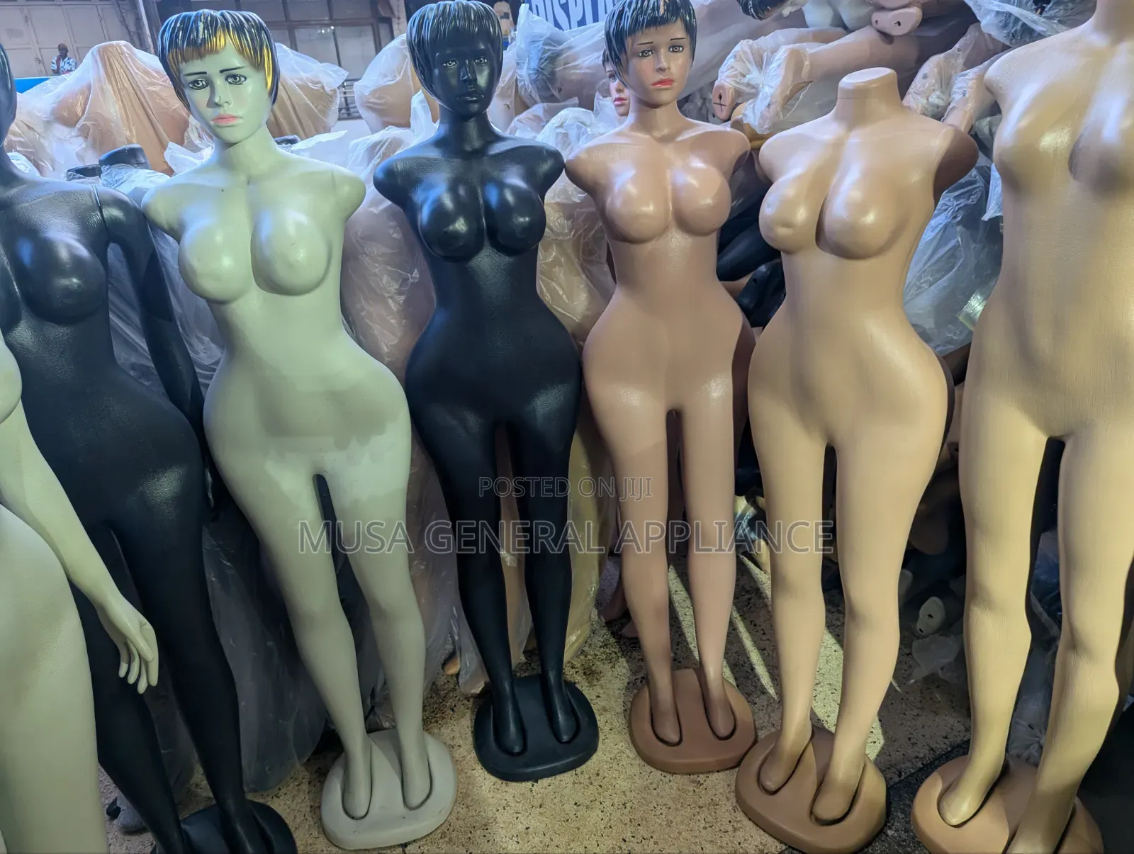 Glossy Black, Headless and Armless Female Mannequin