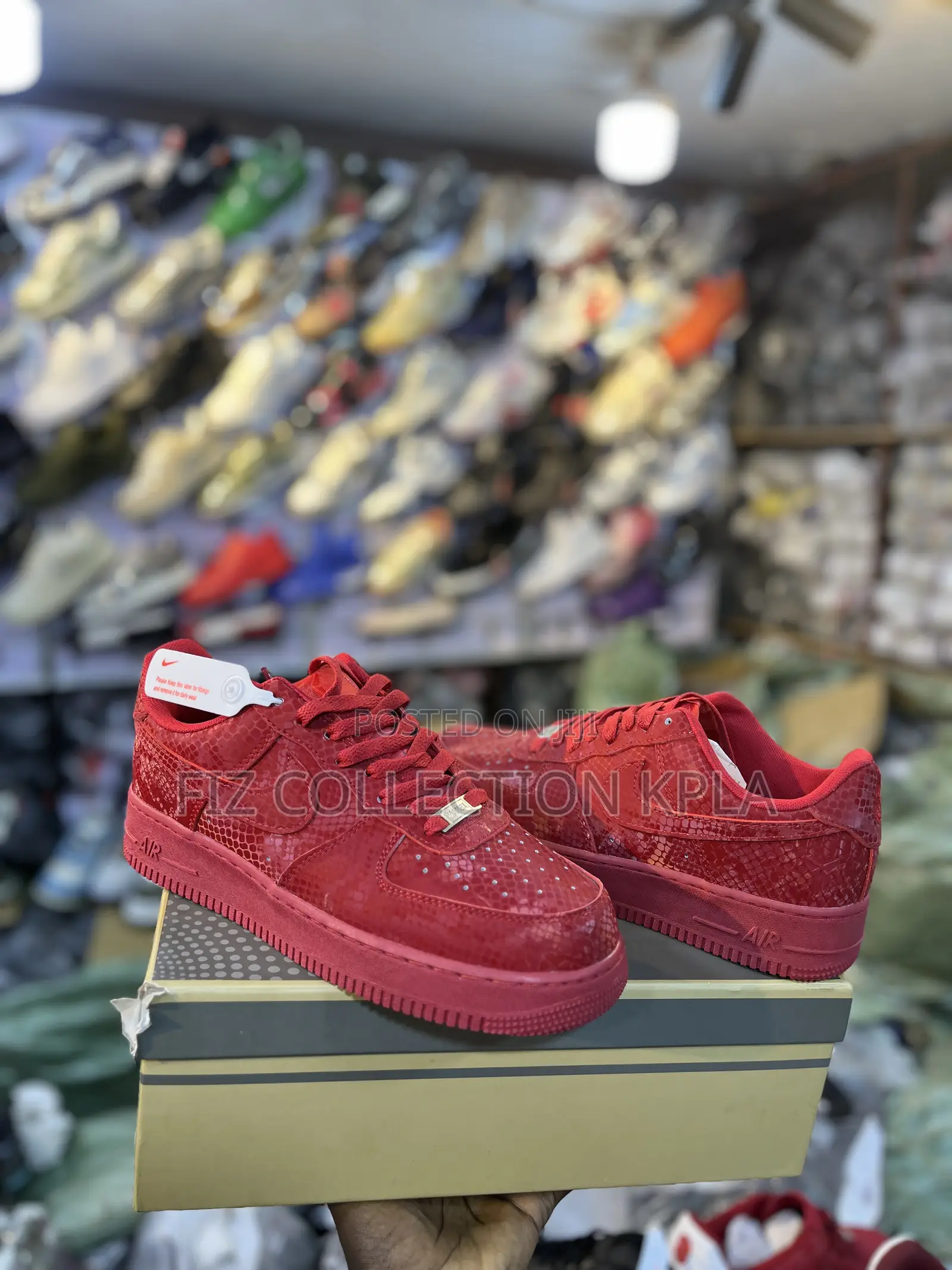 Nike Air Force 1 Low Red Snakeskin Textured Sneakers