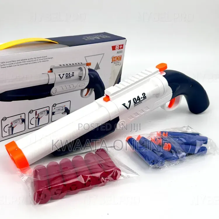 Kids Double Barrel Soft Dart Gun Safe Indoor/Outdoor Pretend Play Toy