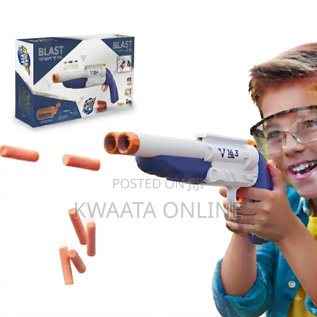 Kids Double Barrel Soft Dart Gun Safe Indoor/Outdoor Pretend Play Toy