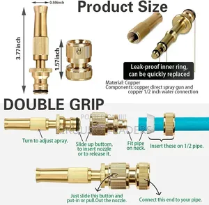Glazy Heavy Brass Water Spray Nozzle Suitable for 1/2" Hose Pipe