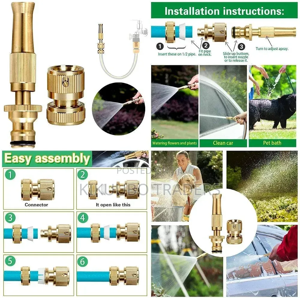 Glazy Heavy Brass Water Spray Nozzle Suitable for 1/2" Hose Pipe