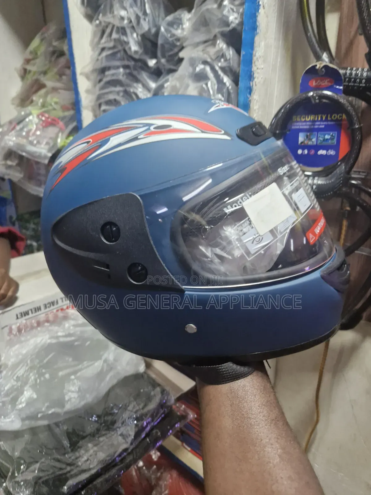 Blue Full-Face Motorcycle Helmet