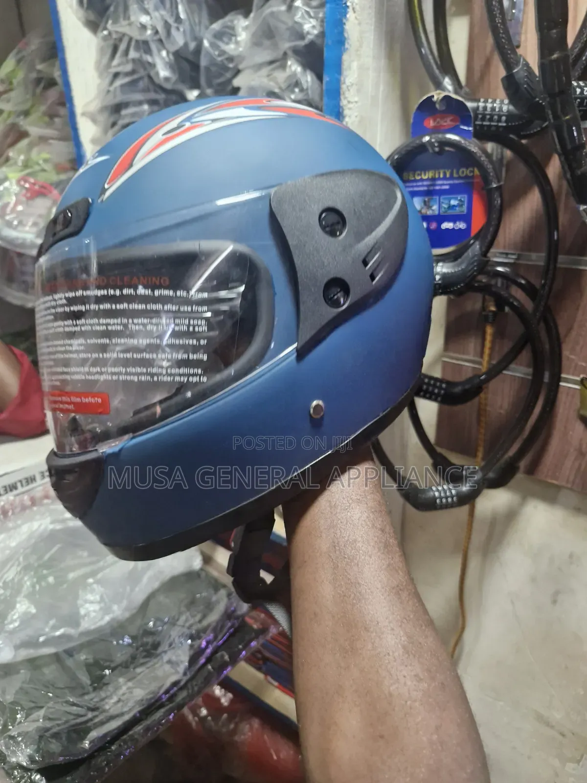 Blue Full-Face Motorcycle Helmet