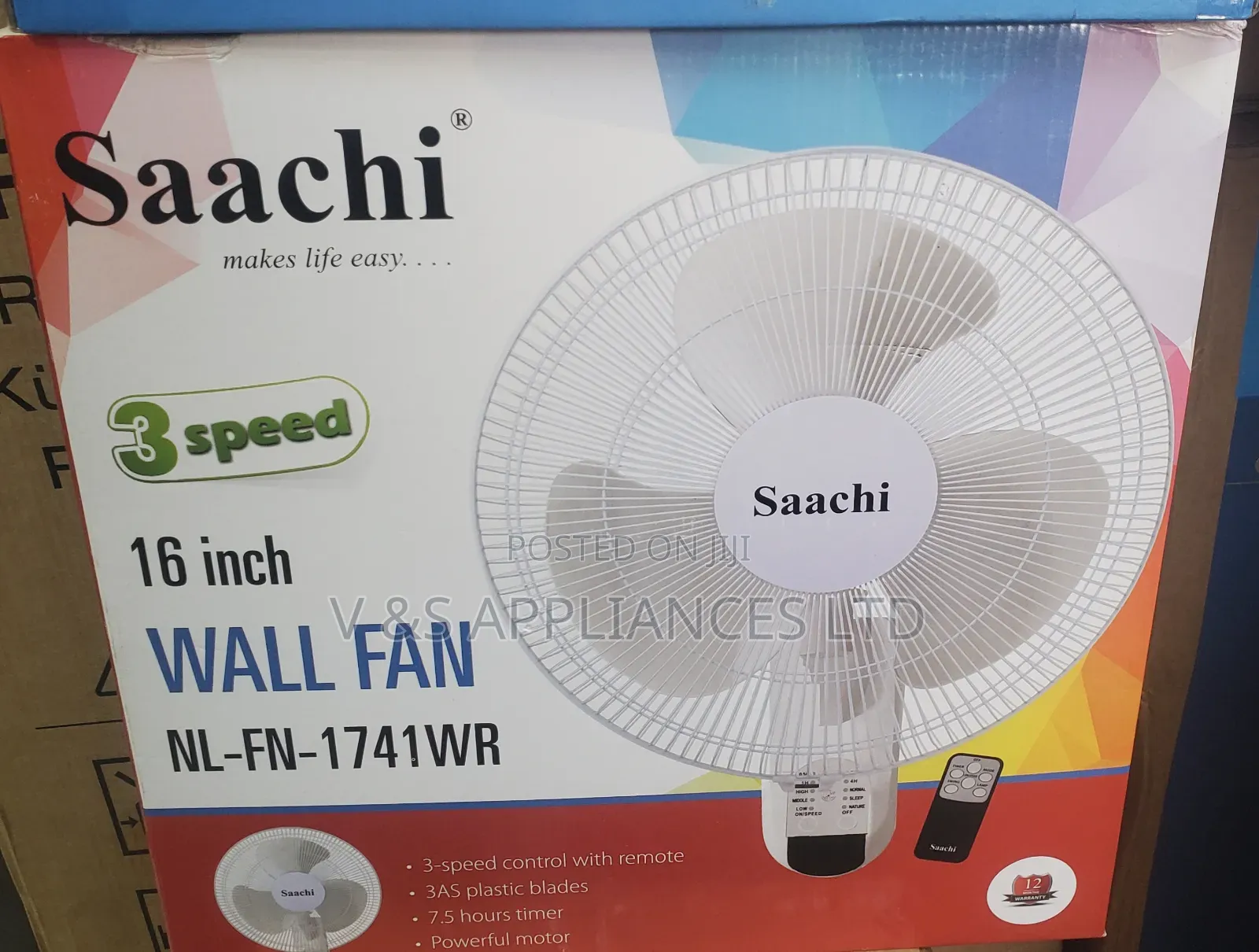 Saachi Wall Fan With Remote Control