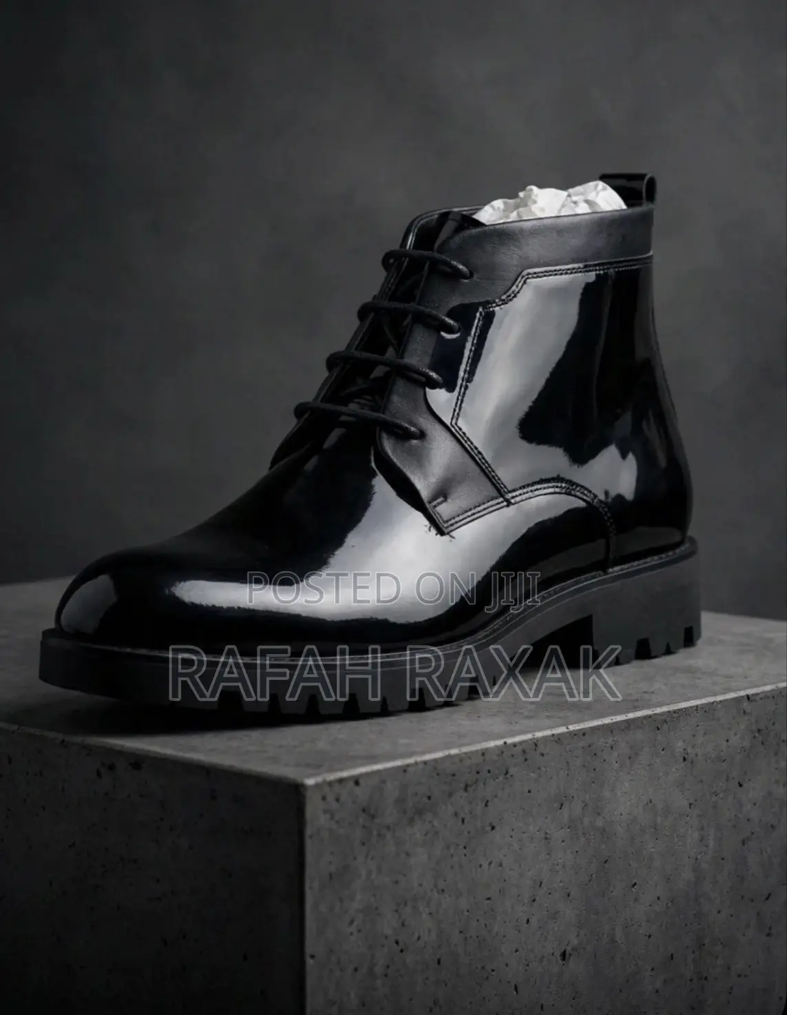 Original Men’s Franco Banetti Black Patent Leather Shinny Ankle Boots