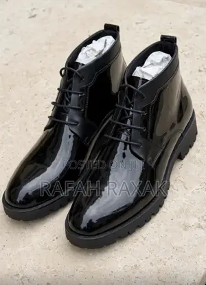 Original Men’s Franco Banetti Black Patent Leather Shinny Ankle Boots