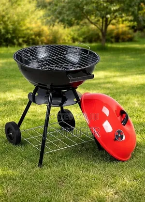 Portable Red Kettle Trolley BBQ Grill Charcoal Barbecue