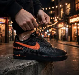 Original Men’s Black/Orange Nike Air Force 1 Low Sneaker