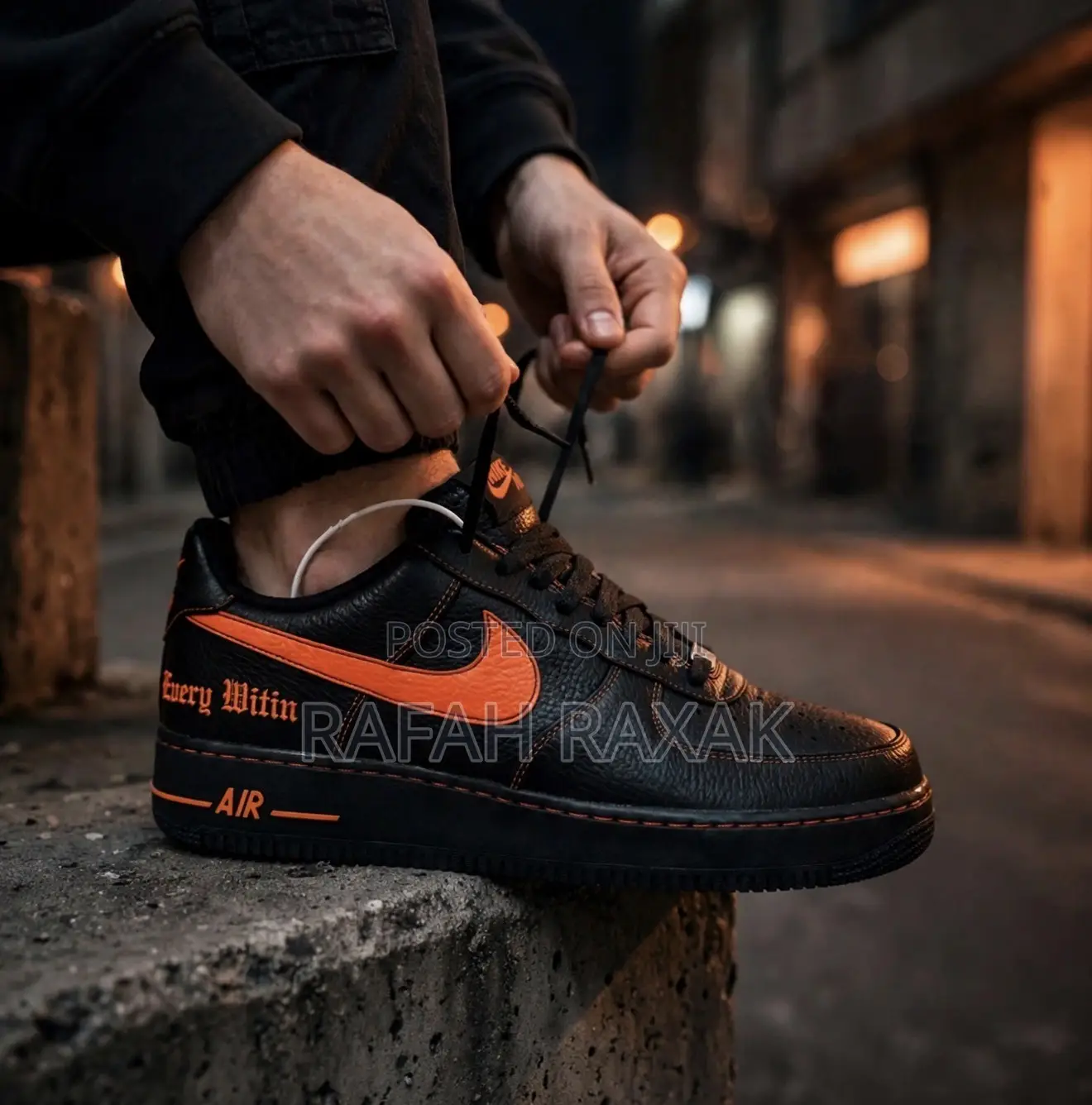 Original Men’s Black/Orange Nike Air Force 1 Low Sneaker