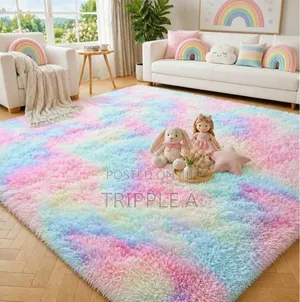 Rainbow Rug Super Soft Fluffy Rug ( 2 by 2.5m)