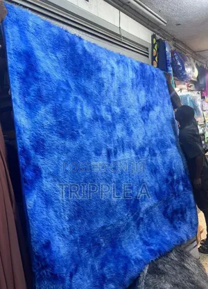 Fluffy Blue Area Rug Large