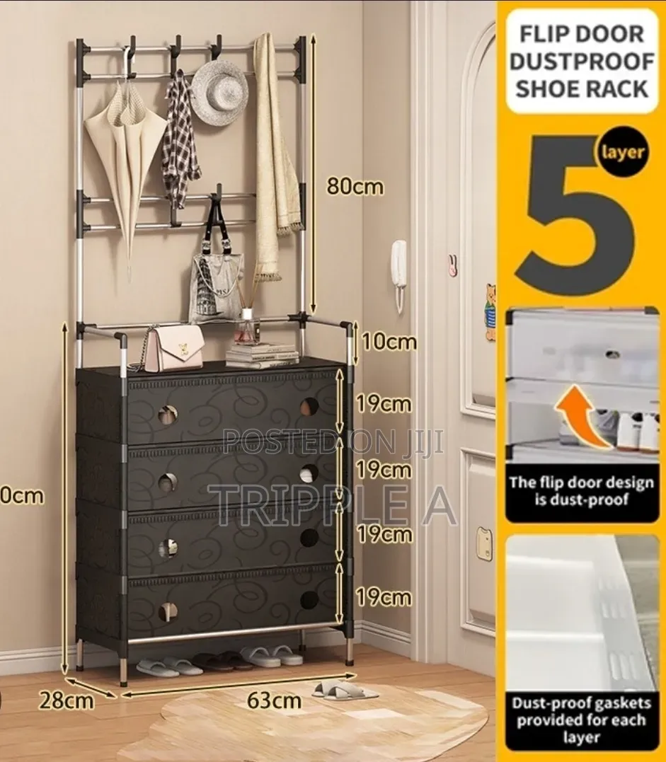 Dust Proof Multifunctional Coat and Shoe Rack