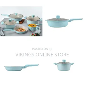 9 Piece Granite Cookware Set Non-Stick Pots Pans Home Kitchen