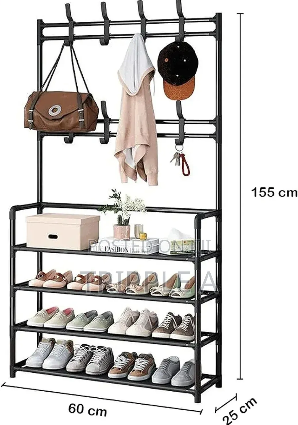 4 Tier Shoe Rack With 8 Utilities Hooks