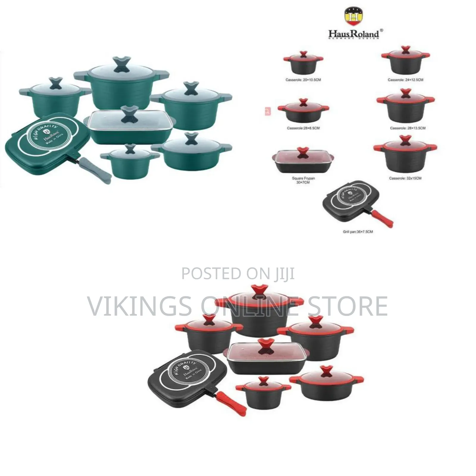 13pcs Die-Casting Non Stick Aluminum Saucepans Cooking Pot With Grill