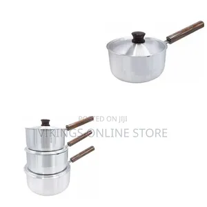 6 Piece Stainless Steel Saucepans Cookware Pot With Wooden Handles