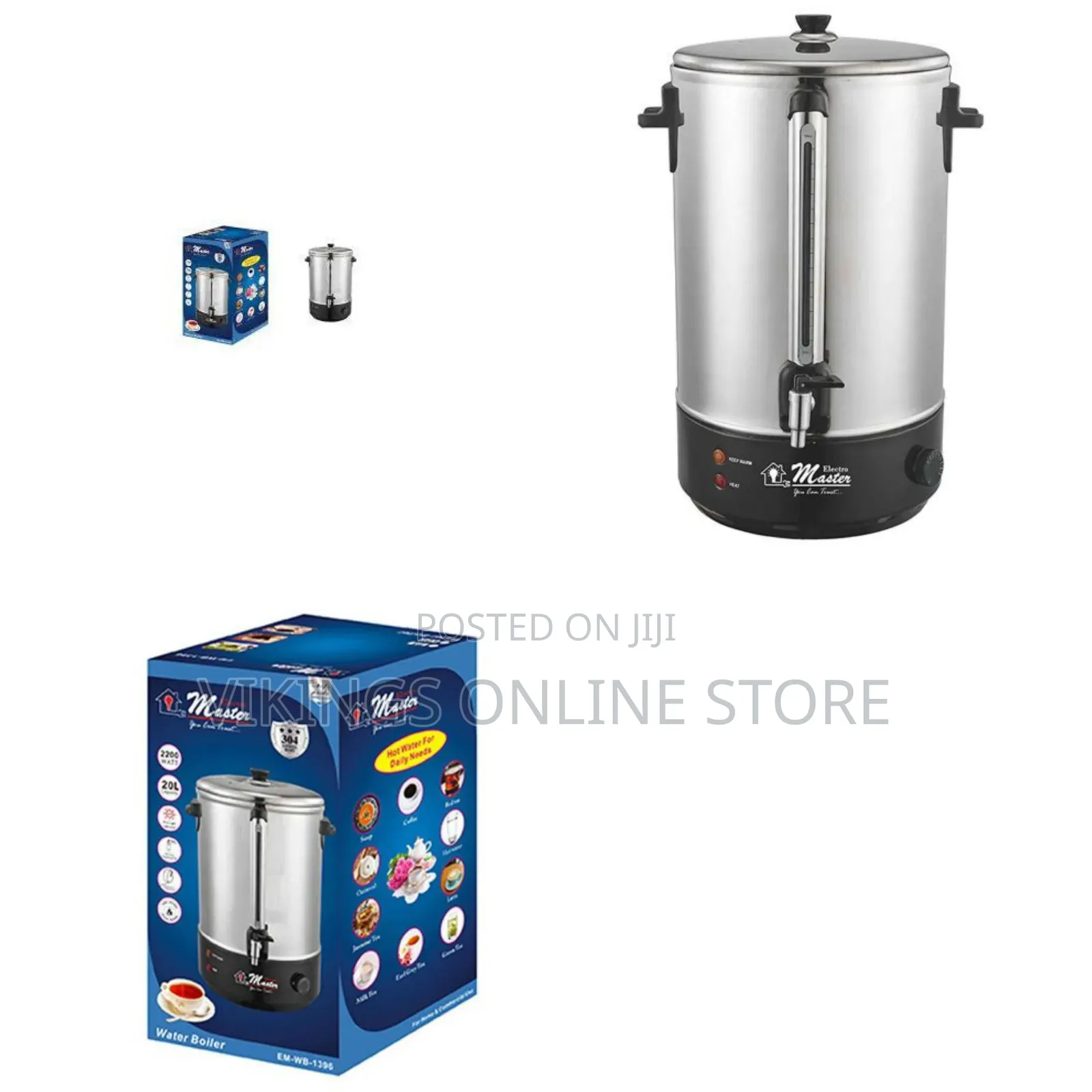 Electro Master 40L 2800W Water Boiler – Stainless Steel Silver