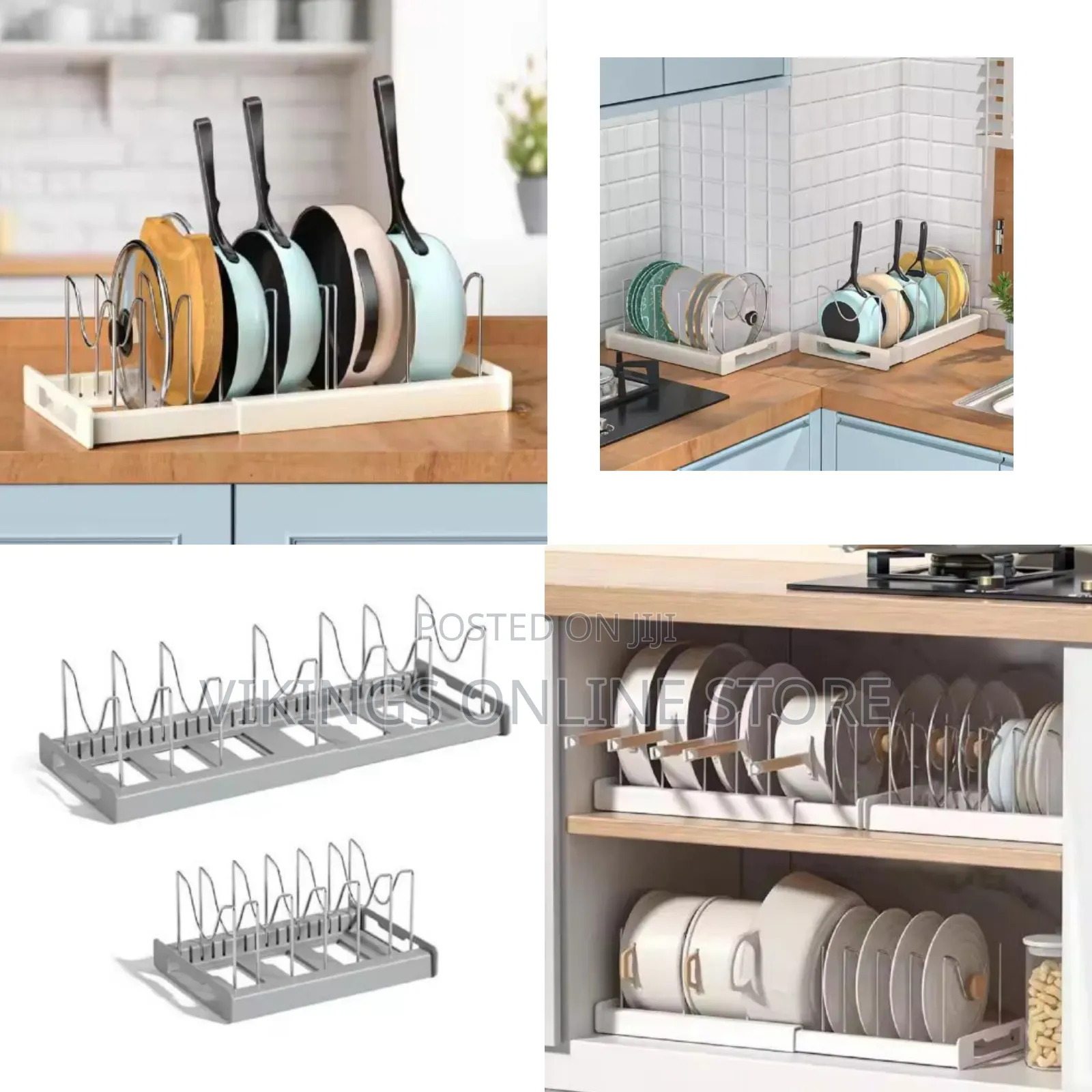 Drawer Store Kitchen Organizer for Pots Pans 7 Adjustable