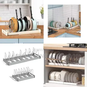 Drawer Store Kitchen Organizer for Pots Pans 7 Adjustable