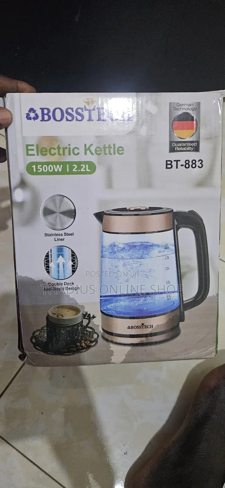 Electric Glass Kettle. Boils Both Water and Milk