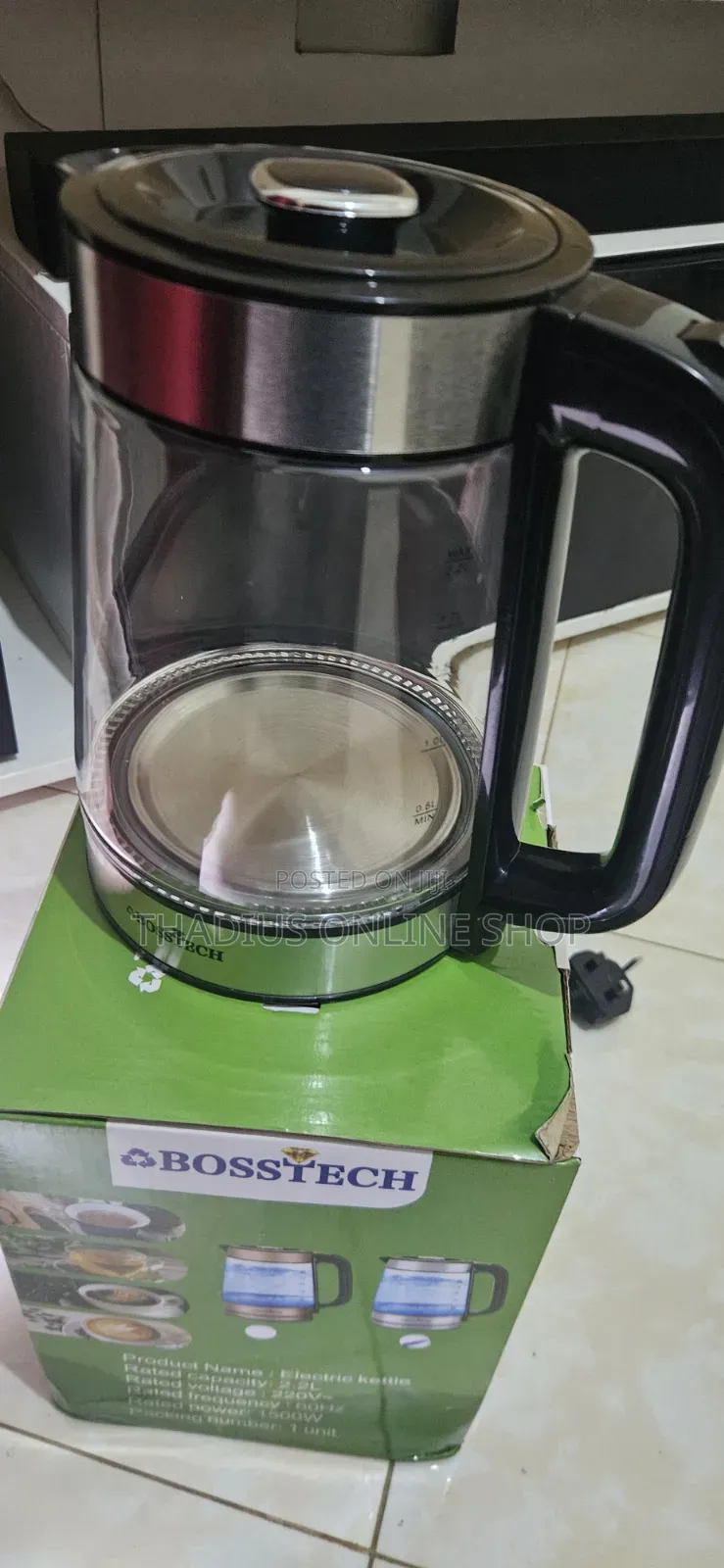 Electric Glass Kettle. Boils Both Water and Milk