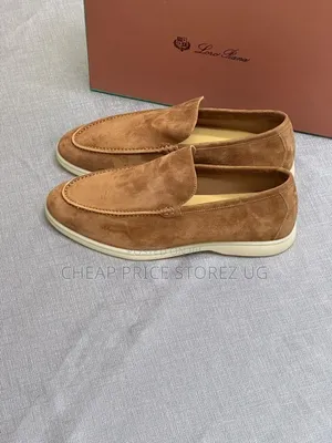 Tan Suede Loro Piana Summer Walk Loafers a Light-Colored Rubber