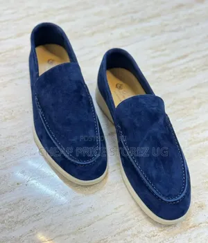 Loro Piana Men's Easy-Wear Suede Loafers in Blue