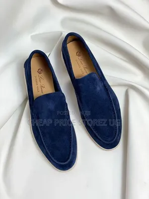 Loro Piana Men's Easy-Wear Suede Loafers in Blue