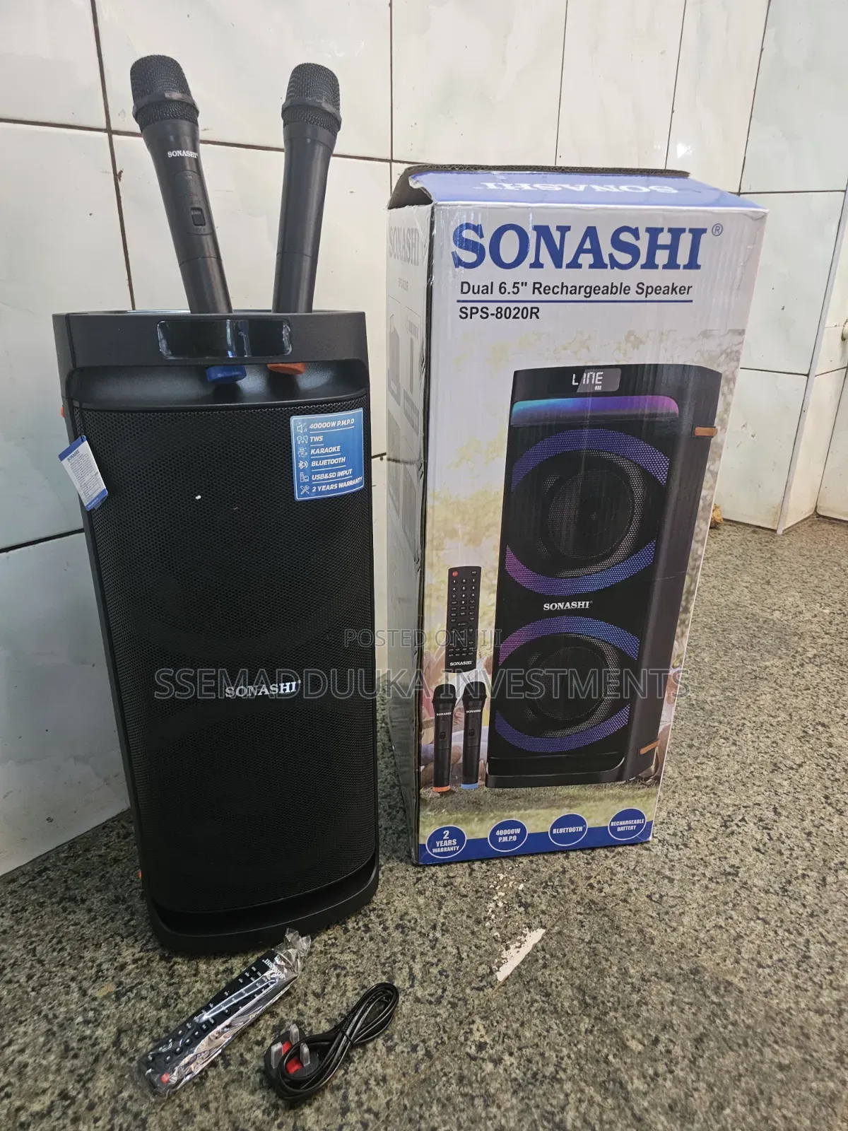 Sonashi SPS -8020r Dual 6.5" Rechargeable Bluetooth Speaker
