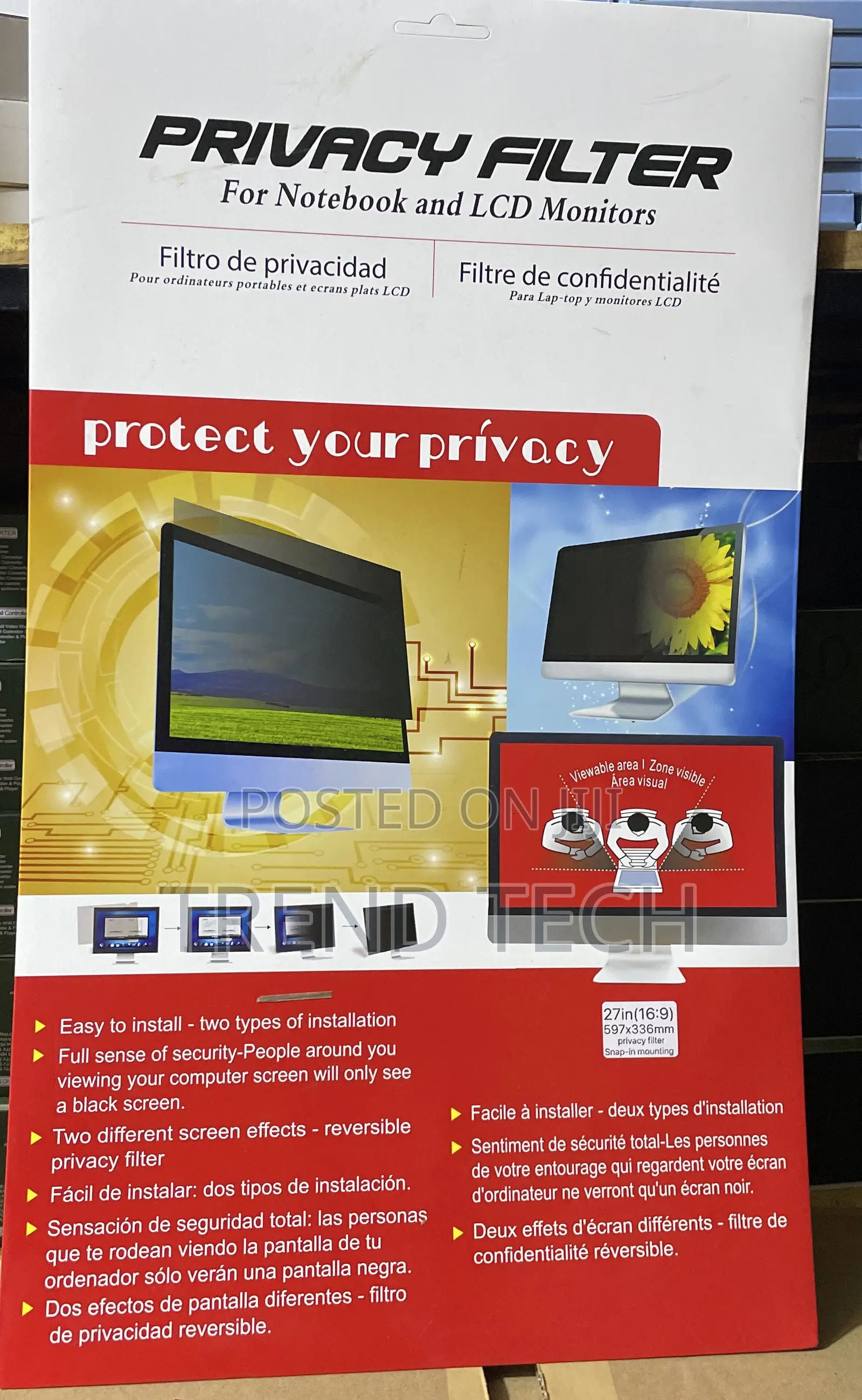 Privacy Filter for Notebooks and LCD Monitors 27in(16:9)