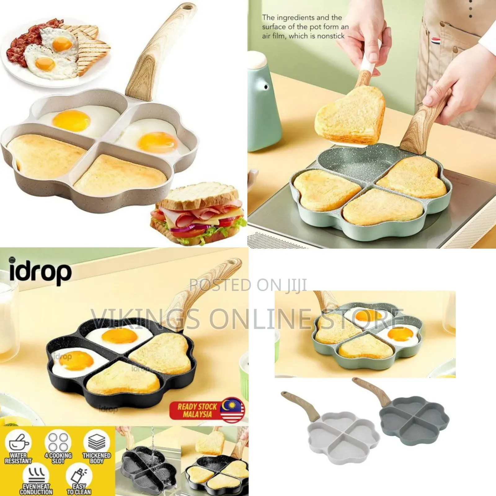 4 Cup Nonstick Heart Shaped Egg Pan Omelette