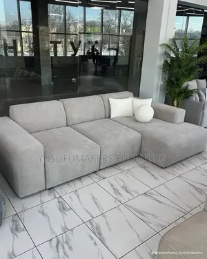 Five Seater L Shaped Sofa Set in Grey Colour