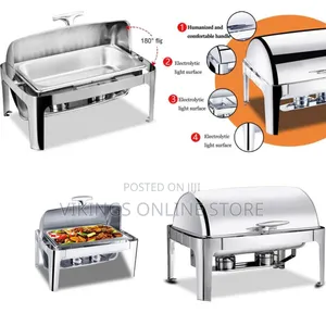 9 Litre Roll Top Food Pan Single Stainless Steel Chafing Dish Set