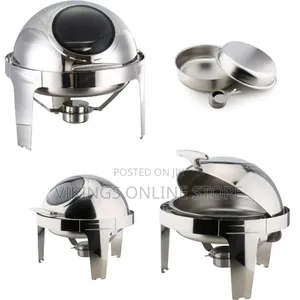 6.6L Round Roll Top Glass Window Stainless Steel Chafing Dish Food