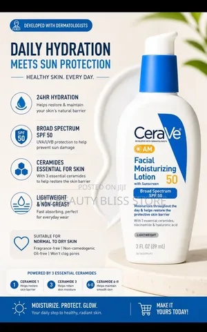 1pc CeraVe PM or AM Facial Moisturizer Lotion SPF30+ Hyaluronic