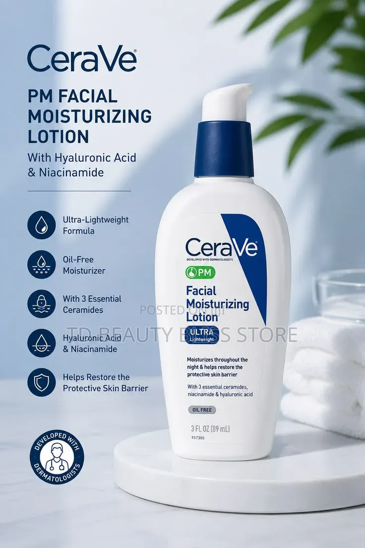 1pc CeraVe PM or AM Facial Moisturizer Lotion SPF30+ Hyaluronic