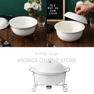 3 Pieces of Round Chafing Dish Buffet Set Ceramics Food Warmer Chafer