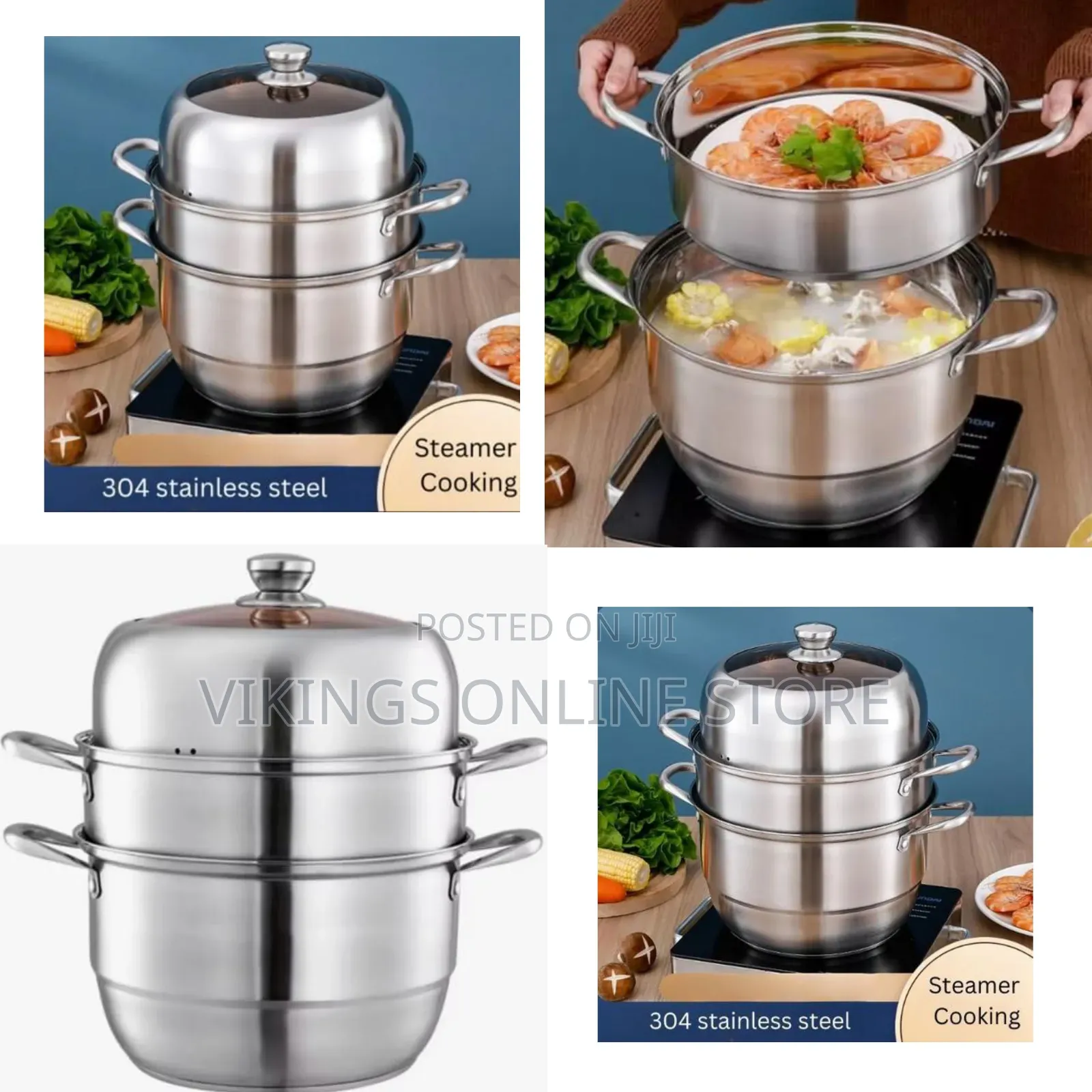 28cm Stainless Steel Three-Layer Soup Pot Steamer Dual-Purpose