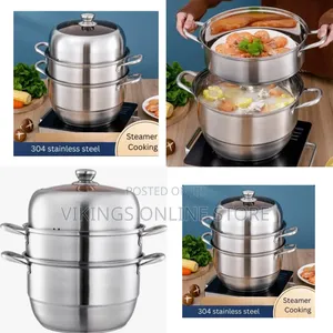 28cm Stainless Steel Three-Layer Soup Pot Steamer Dual-Purpose