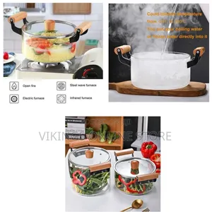 5.5Litre Glass Saucepan With Lid for Cooking Glass Pot Double Handles