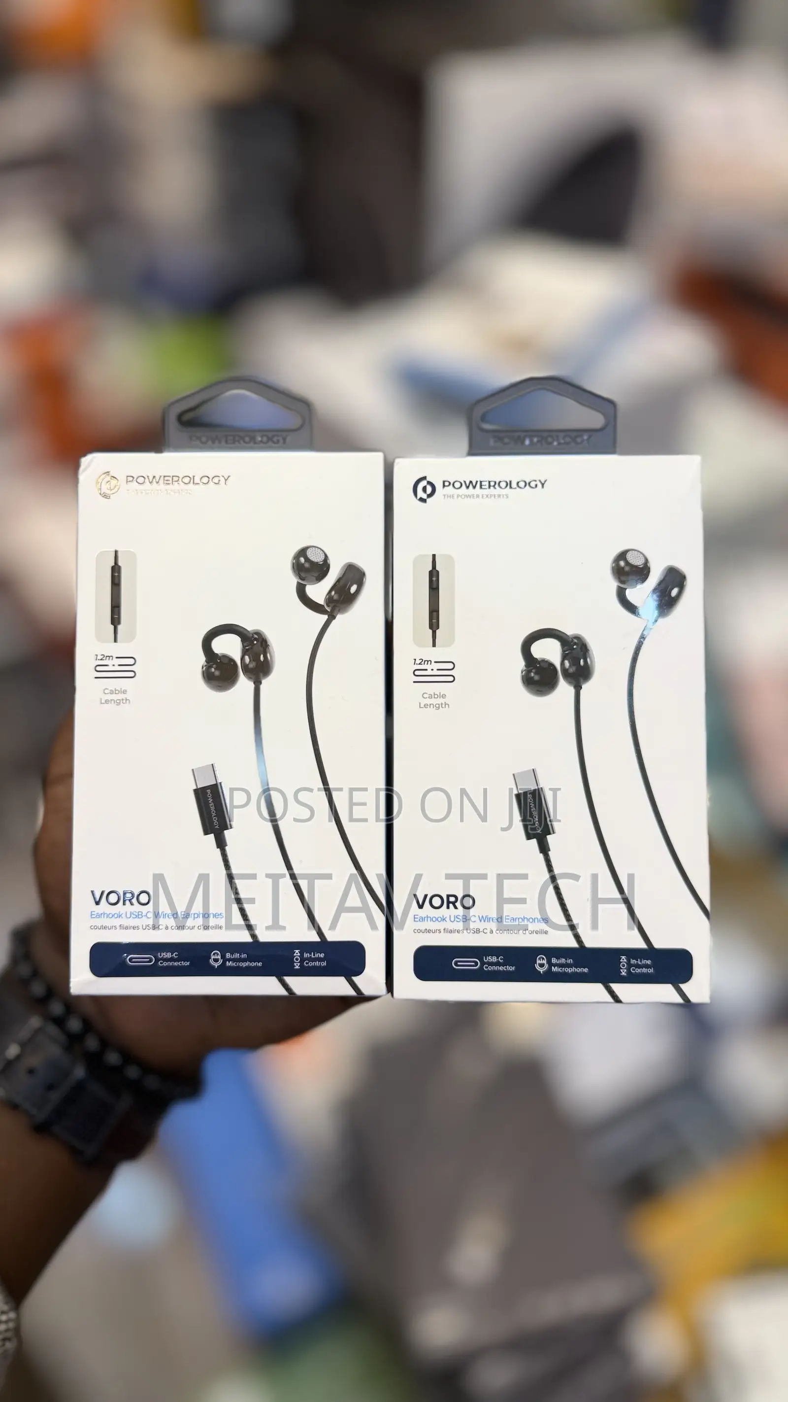 Powerology Voro Earhook USB C Clip-on Wired Earphones