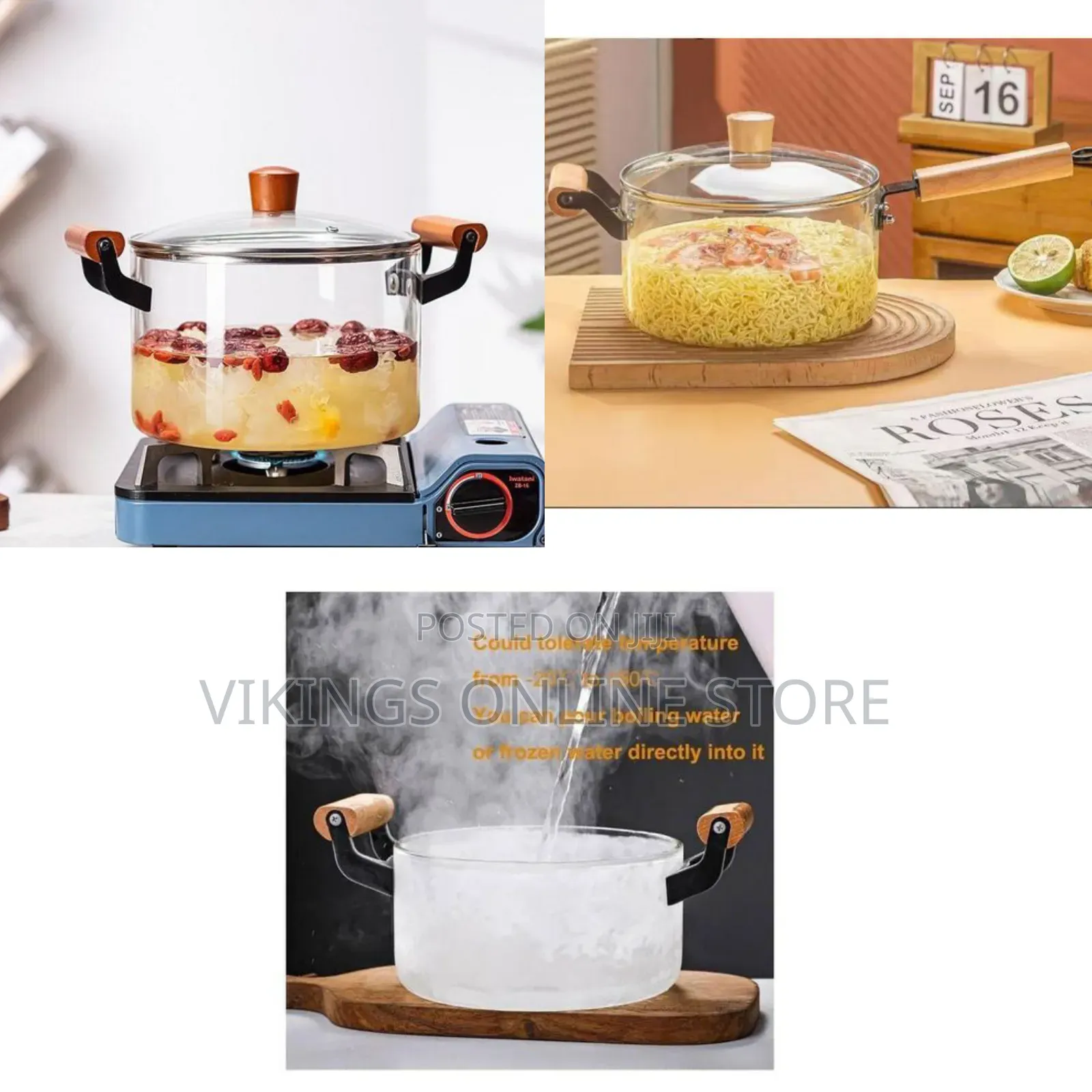 5.5L High Borosilicate Clear Transparent Glass Induction Stove Cooking