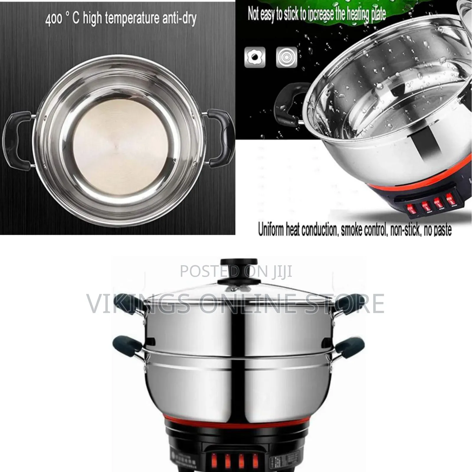 26cm Electric Multi-Function Stainless Steel 2-Tier Food Steamer