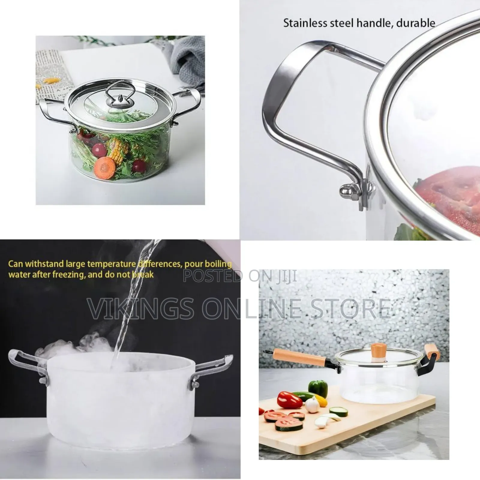 2.5L Glass Clear Saucepan, Glass Stovetop Heat Resistant Cooking Pot
