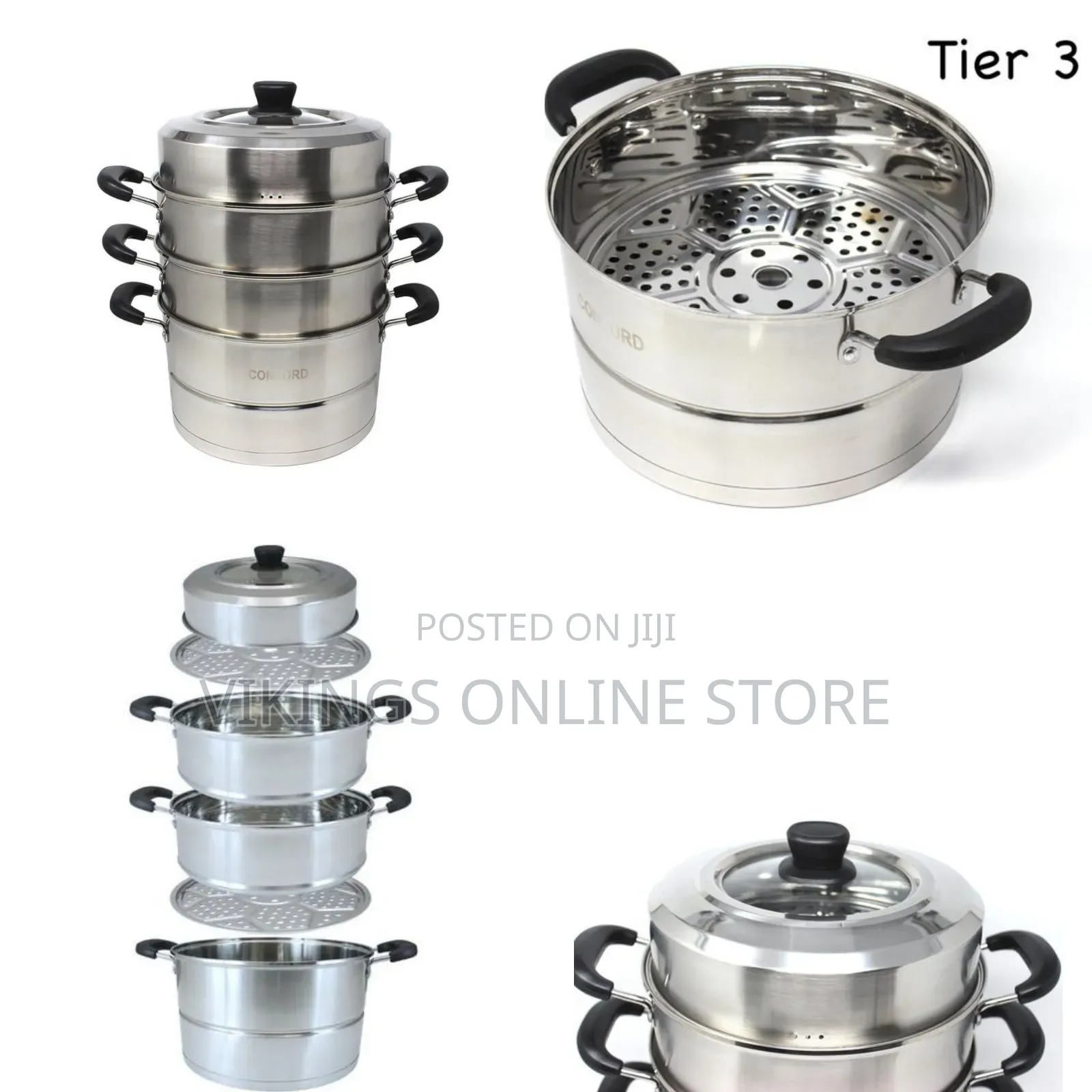 26cm 3 Tier Stainless Steel Soup Pot Steamer Dual-Purpose for Boiling