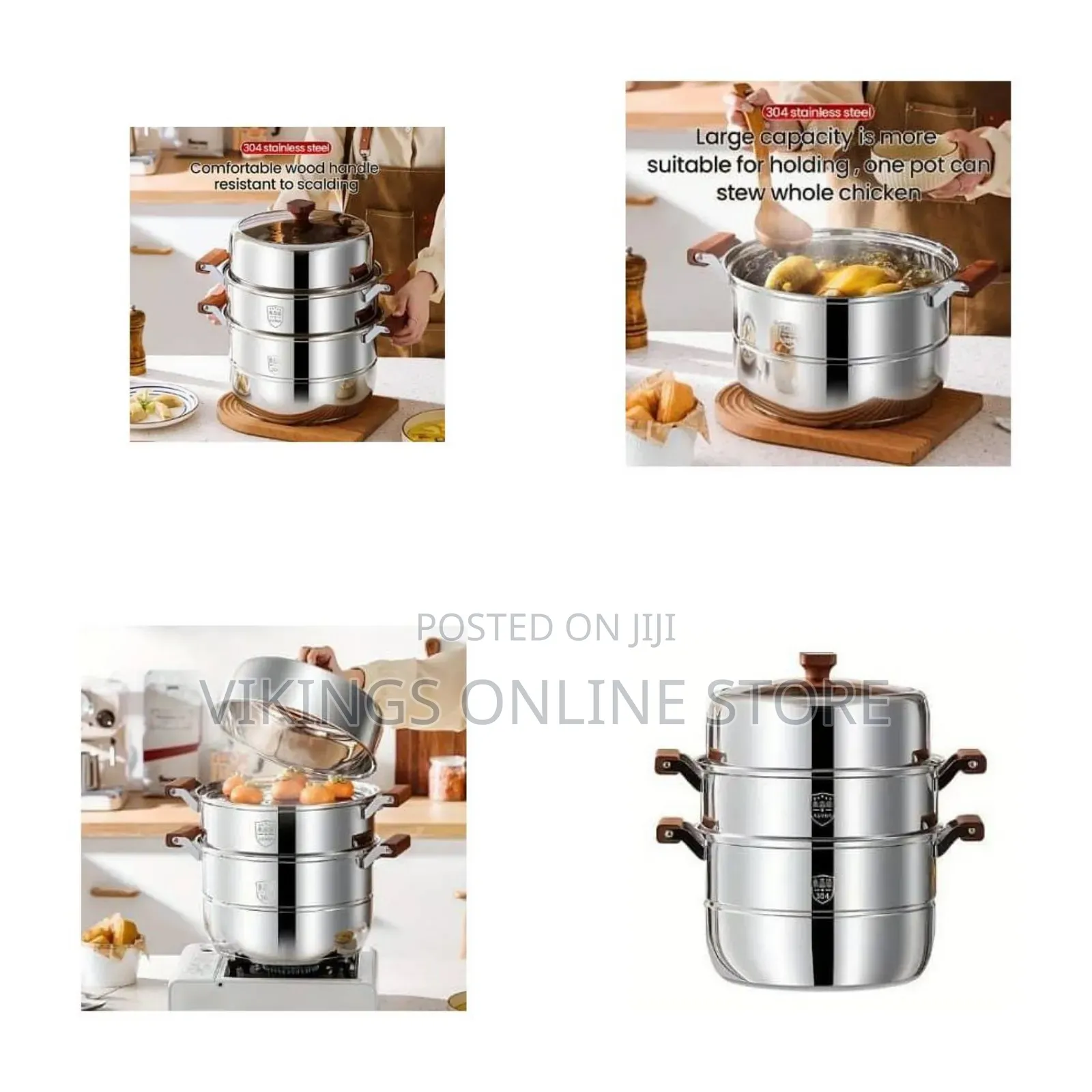 30cm Stainless Steel Three-Layer Soup Pot Steamer Dual-Purpose