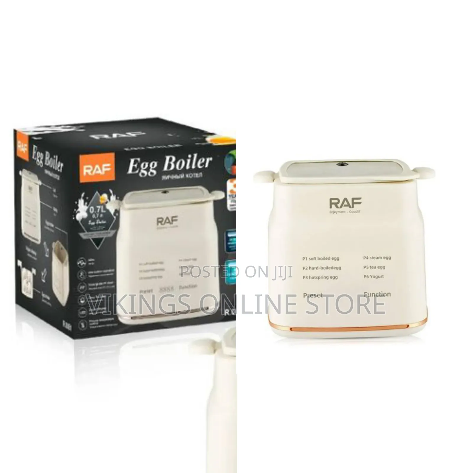 RAF Household 300W 0.7l Egg Cooker 6 Function Automatic Fast Time