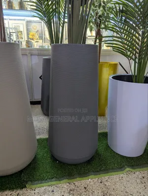 Tall, Textured Grey Cylindrical Planter Pots Large