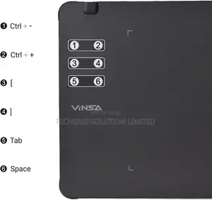 VINSA T605 Drawing Tablet, 16384 Levels, 6 Keys, Battery-Free Pen